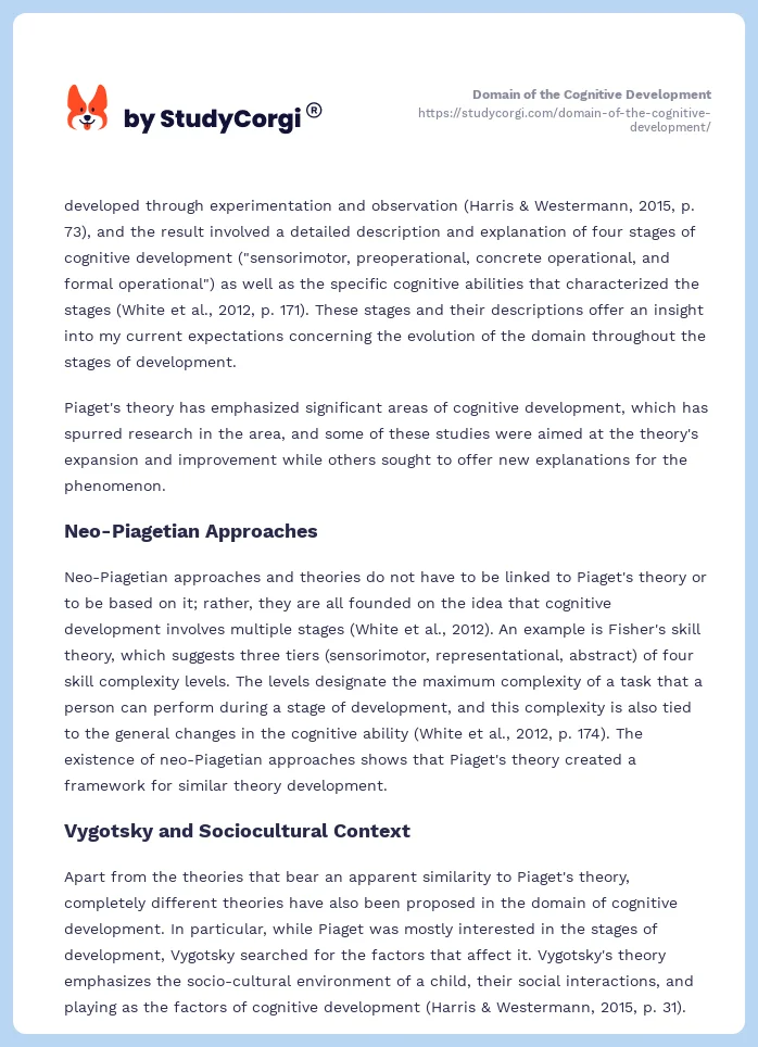 Domain of the Cognitive Development. Page 2