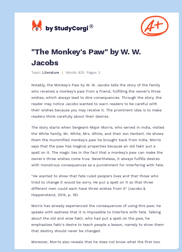 "The Monkey's Paw" by W. W. Jacobs. Page 1