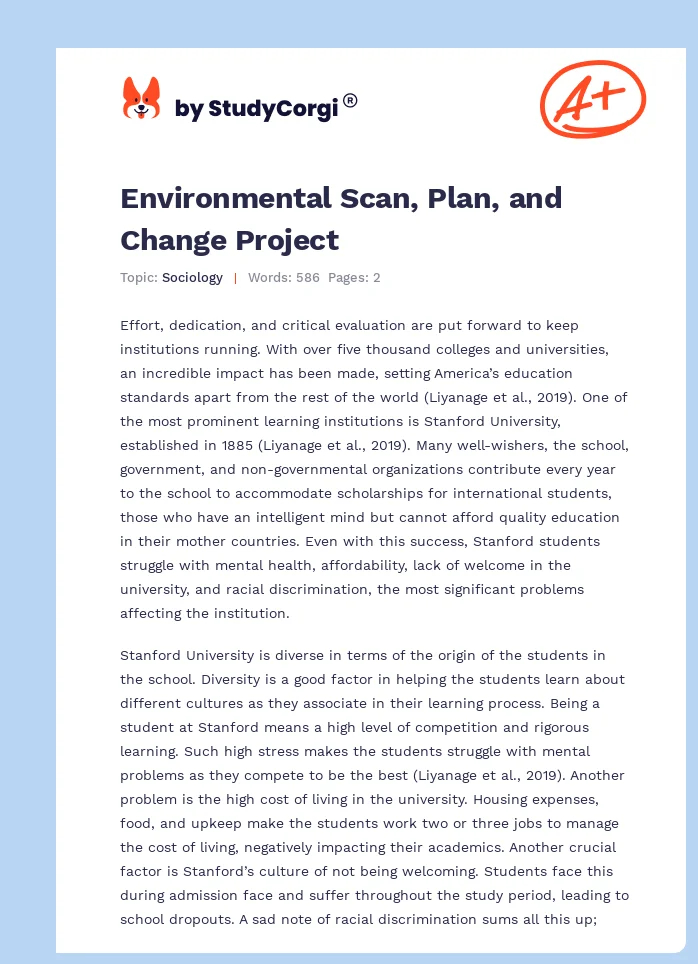 Environmental Scan, Plan, and Change Project. Page 1