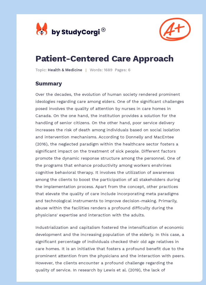 Patient-Centered Care Approach. Page 1