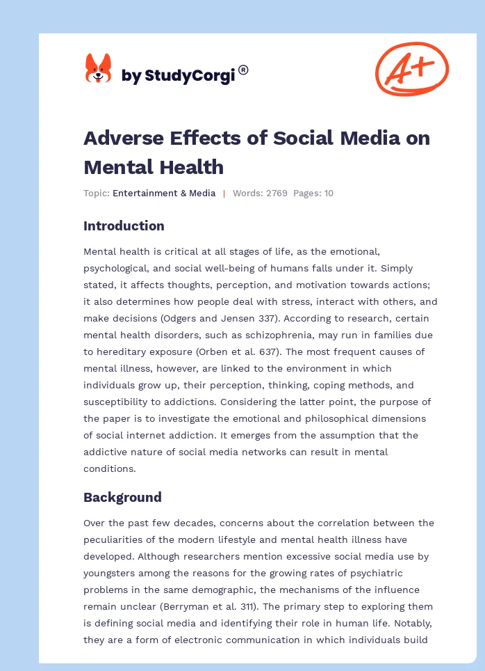 Adverse Effects of Social Media on Mental Health. Page 1