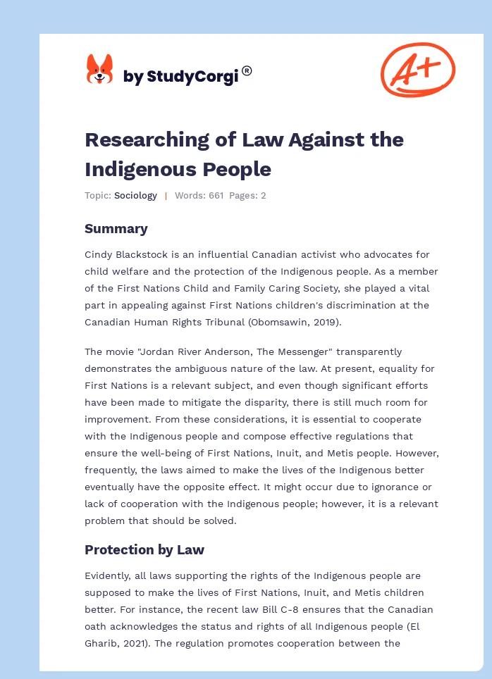 Researching of Law Against the Indigenous People. Page 1