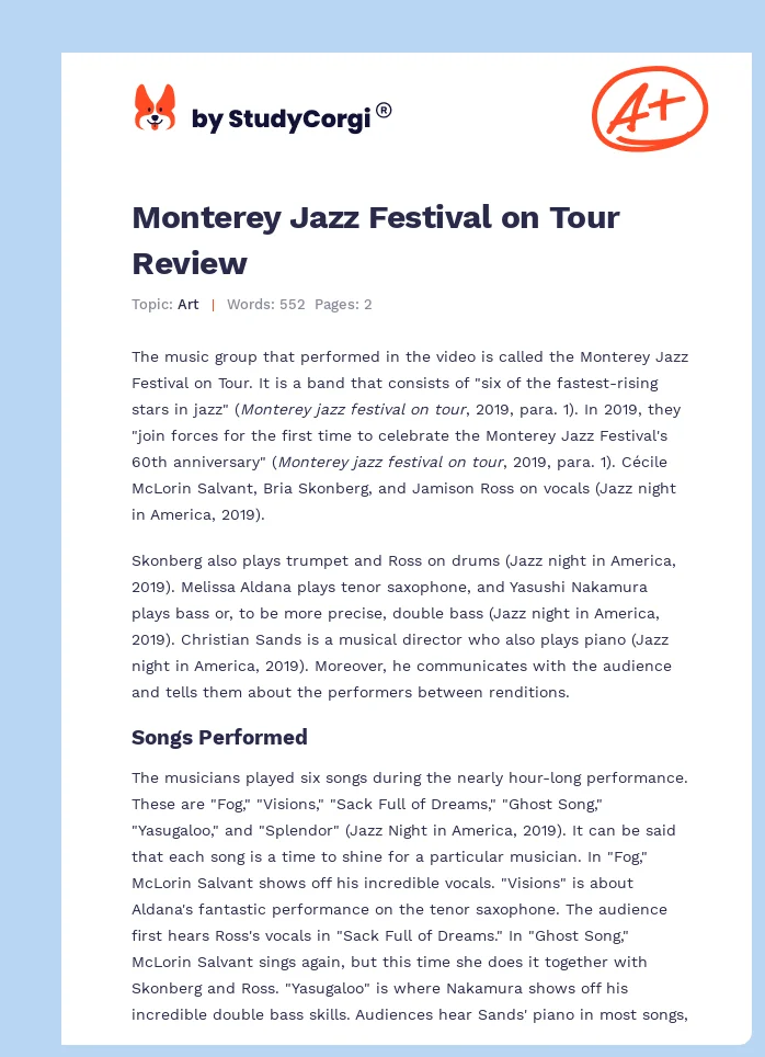 Monterey Jazz Festival on Tour Review. Page 1