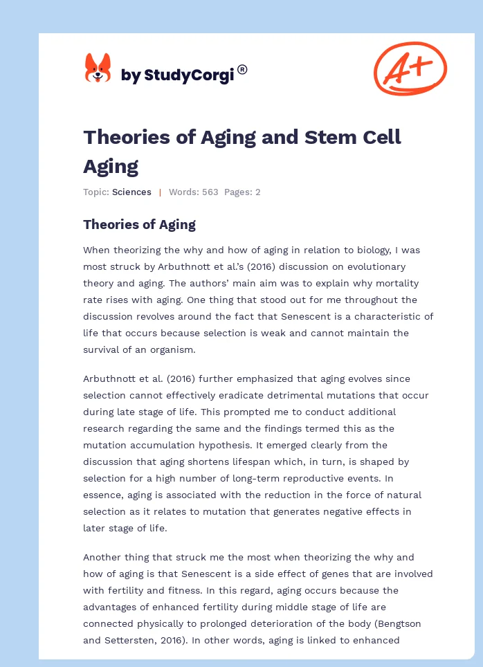 Theories of Aging and Stem Cell Aging. Page 1