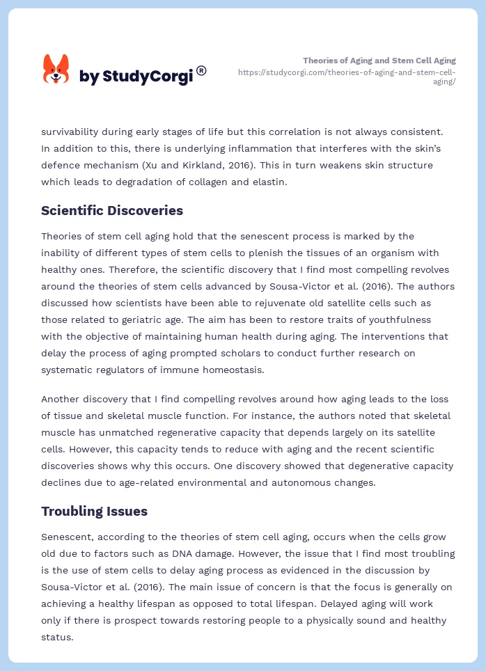 Theories of Aging and Stem Cell Aging. Page 2
