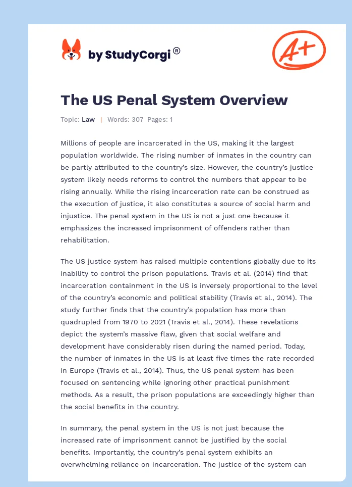 The US Penal System Overview. Page 1