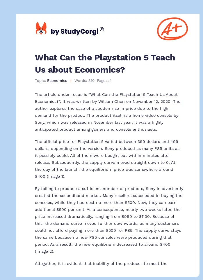 What Can the Playstation 5 Teach Us about Economics?. Page 1