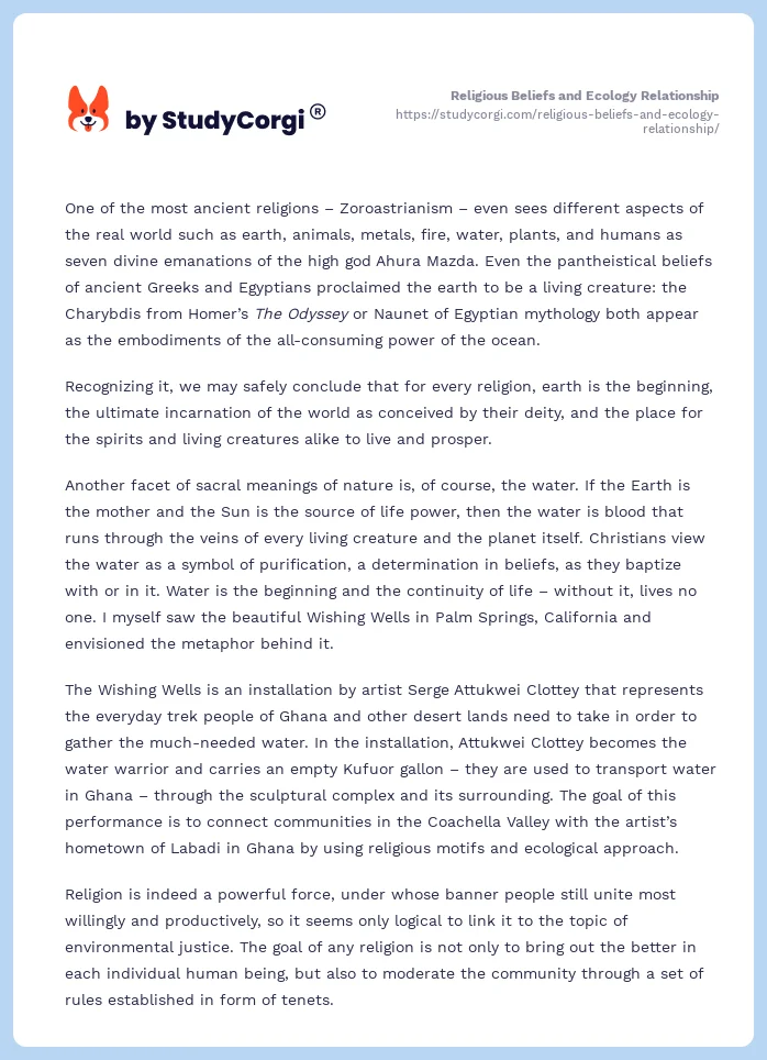 Religious Beliefs and Ecology Relationship. Page 2