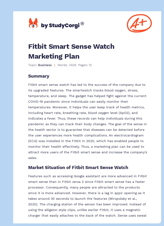 Fitbit Smart Sense Watch Marketing Plan. Page 1