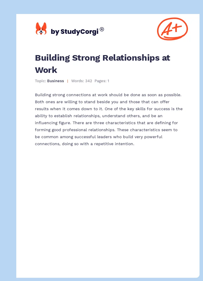 Building Strong Relationships at Work. Page 1