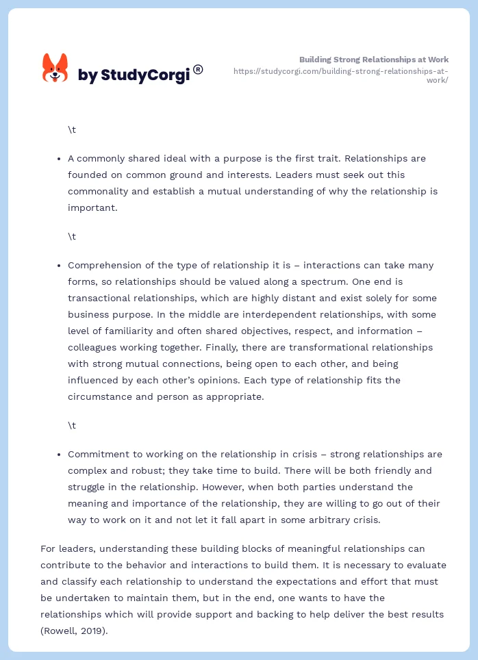 Building Strong Relationships at Work. Page 2