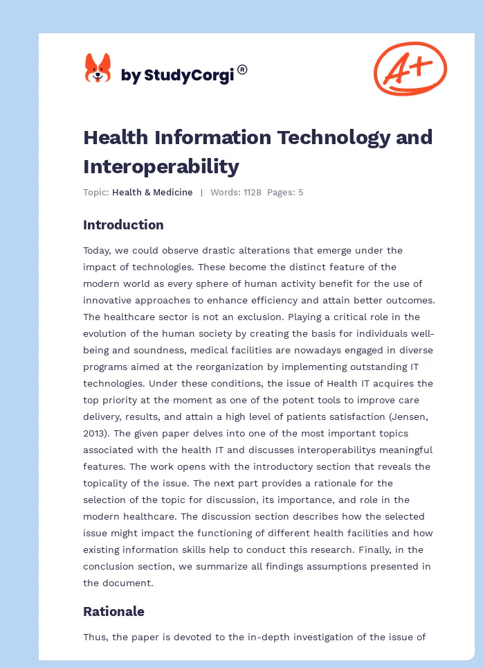 Health Information Technology and Interoperability. Page 1