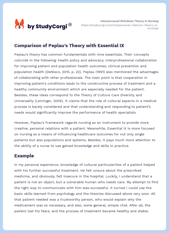 Interpersonal Relations Theory in Nursing. Page 2
