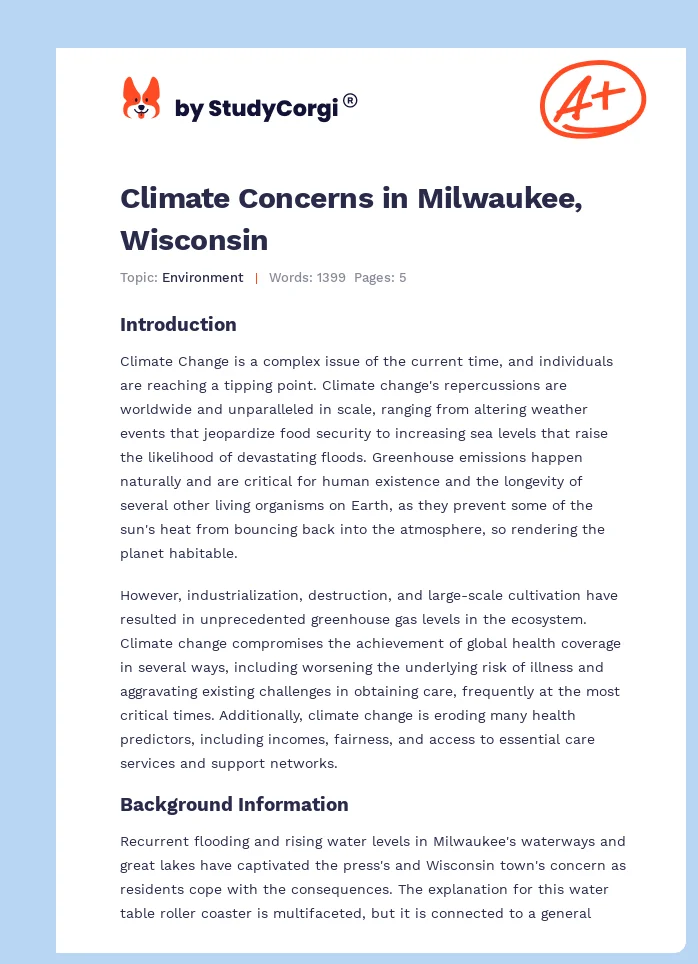 Climate Concerns in Milwaukee, Wisconsin. Page 1
