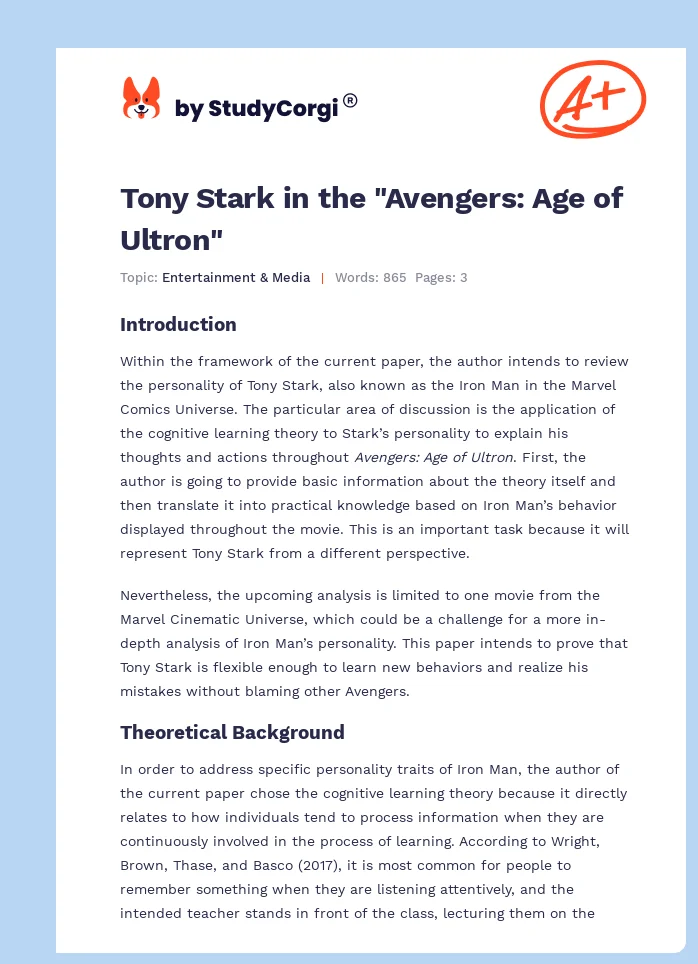 Tony Stark in the "Avengers: Age of Ultron". Page 1