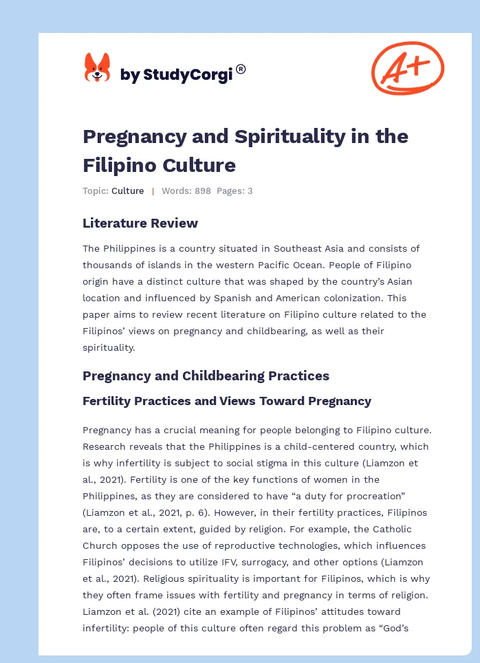 Pregnancy and Spirituality in the Filipino Culture. Page 1