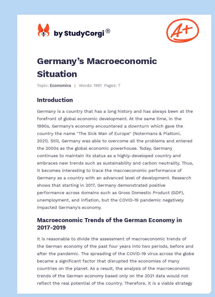 Germany’s Macroeconomic Situation. Page 1