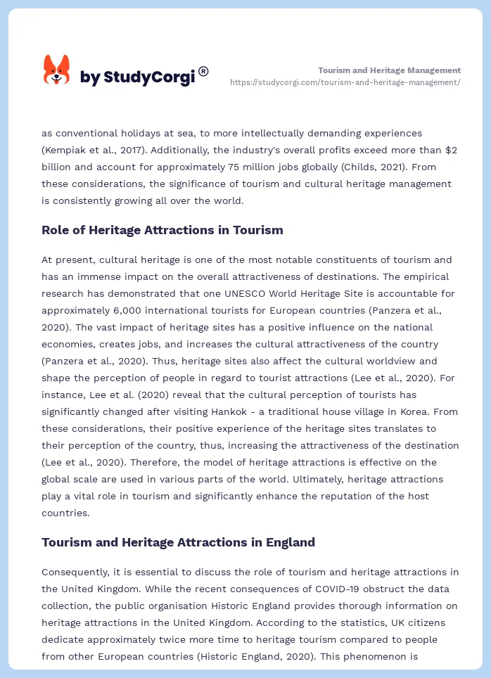 Tourism and Heritage Management. Page 2