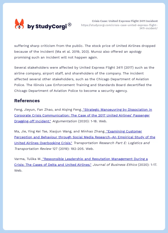 Crisis Case: United Express Flight 3411 Incident. Page 2