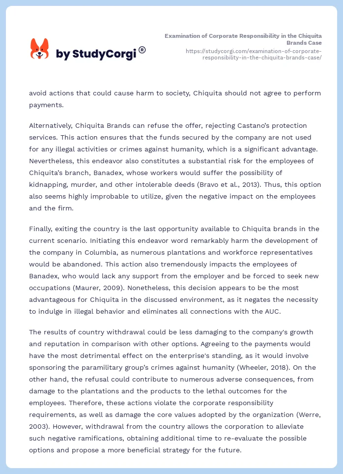 Examination of Corporate Responsibility in the Chiquita Brands Case. Page 2