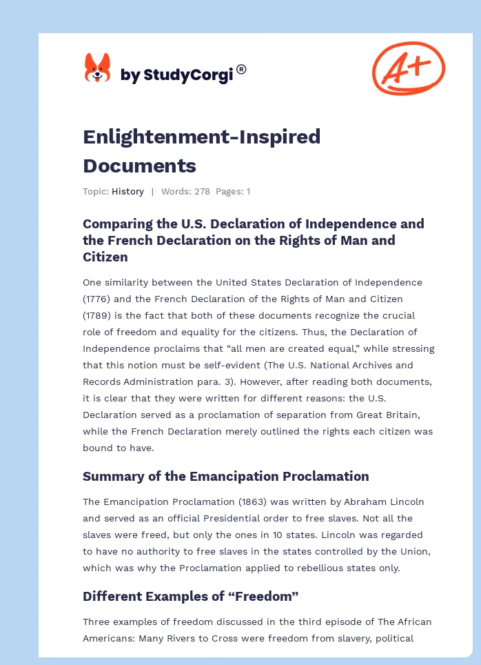 Enlightenment-Inspired Documents. Page 1
