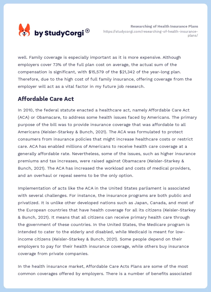 Researching of Health Insurance Plans. Page 2