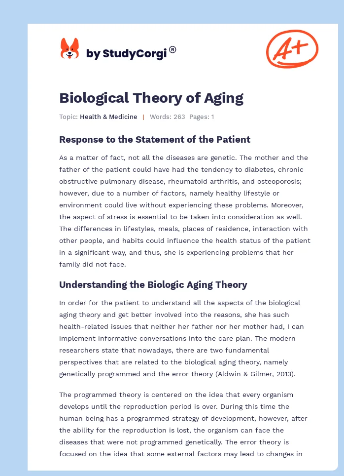Biological Theory of Aging. Page 1