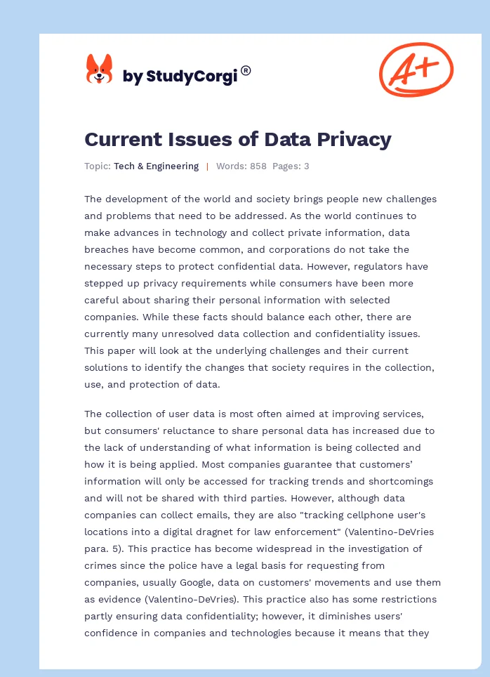 Current Issues of Data Privacy. Page 1