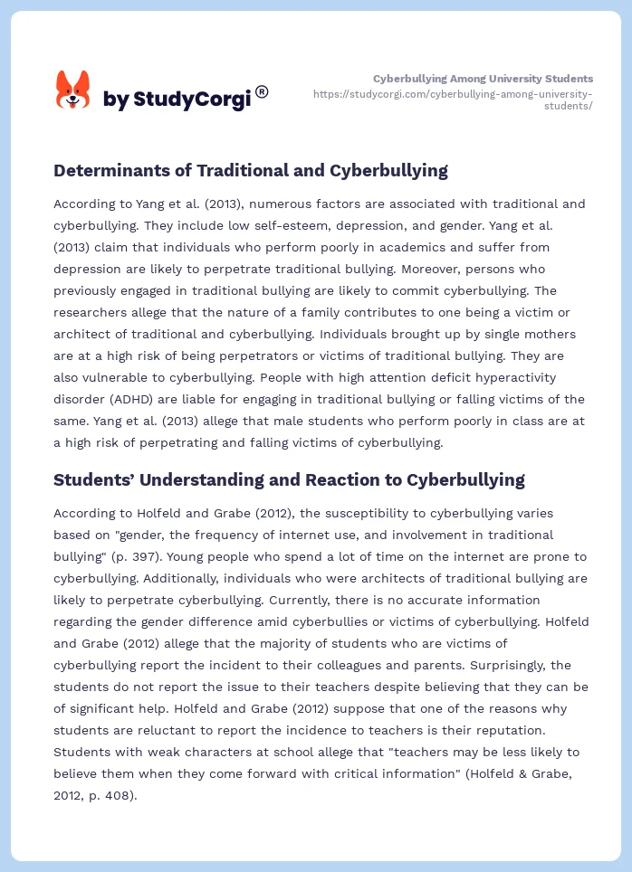 Cyberbullying Among University Students. Page 2