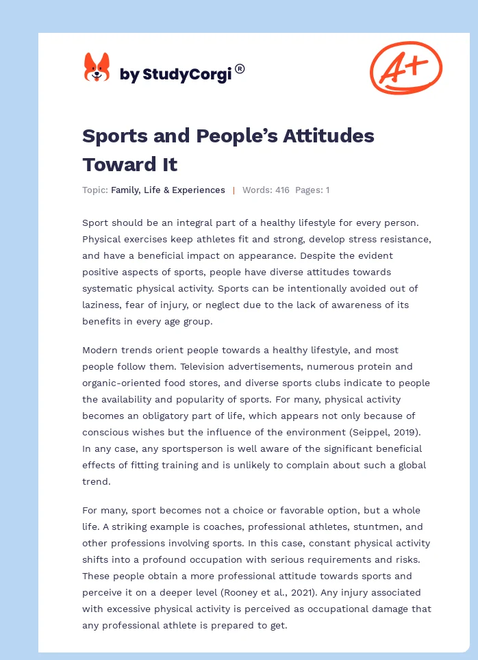 Sports and People’s Attitudes Toward It. Page 1