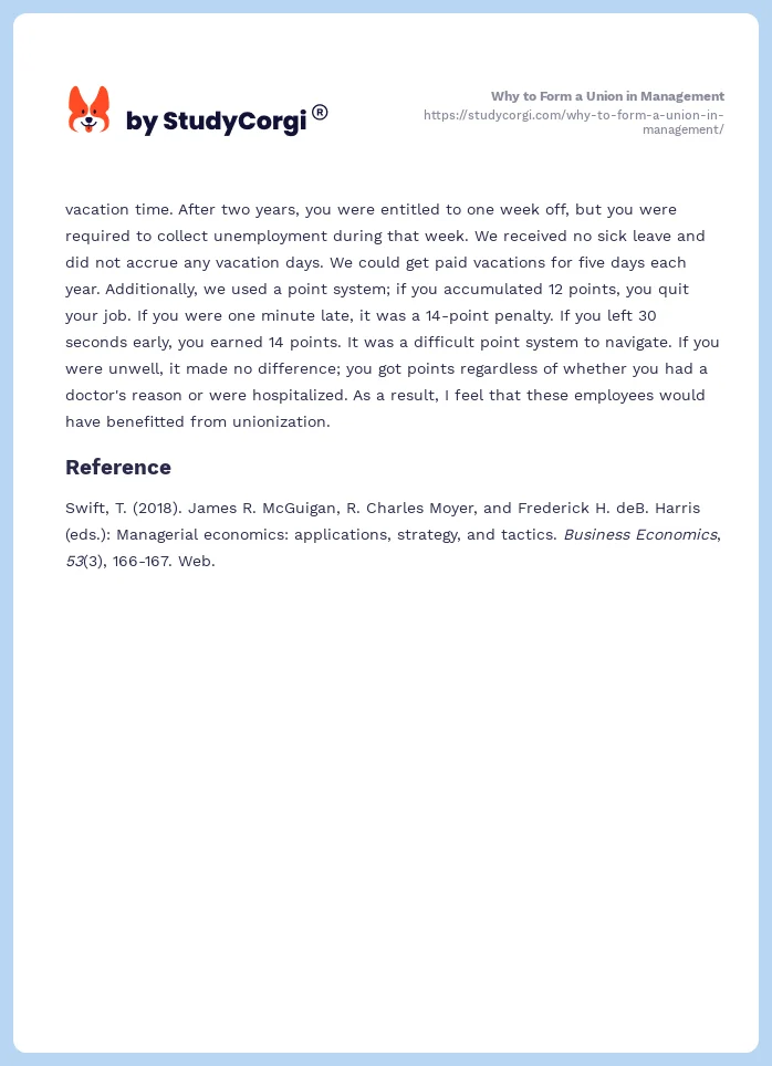 Why to Form a Union in Management. Page 2
