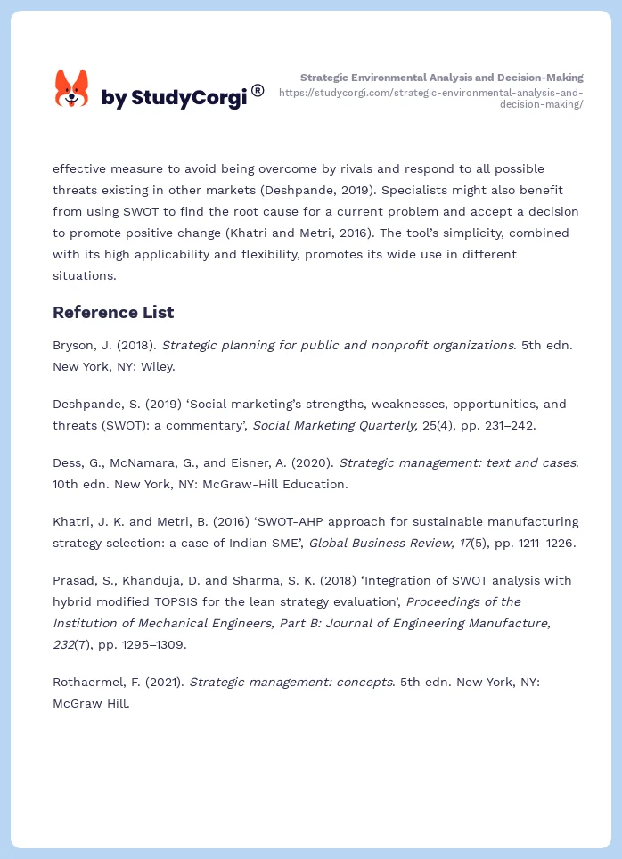 Strategic Environmental Analysis and Decision-Making. Page 2