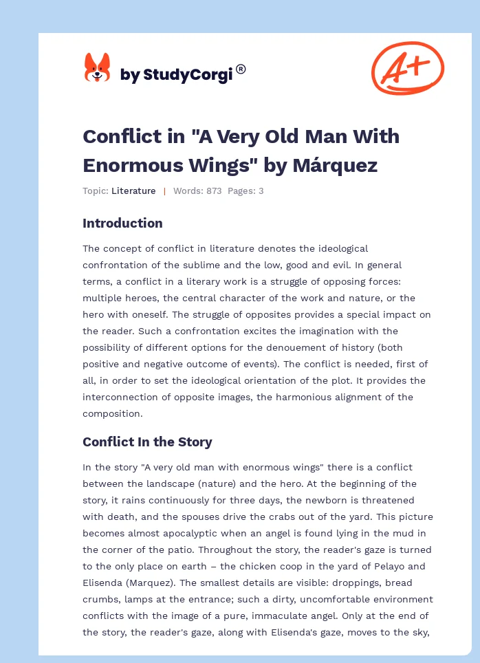 Conflict in "A Very Old Man With Enormous Wings" by Márquez. Page 1
