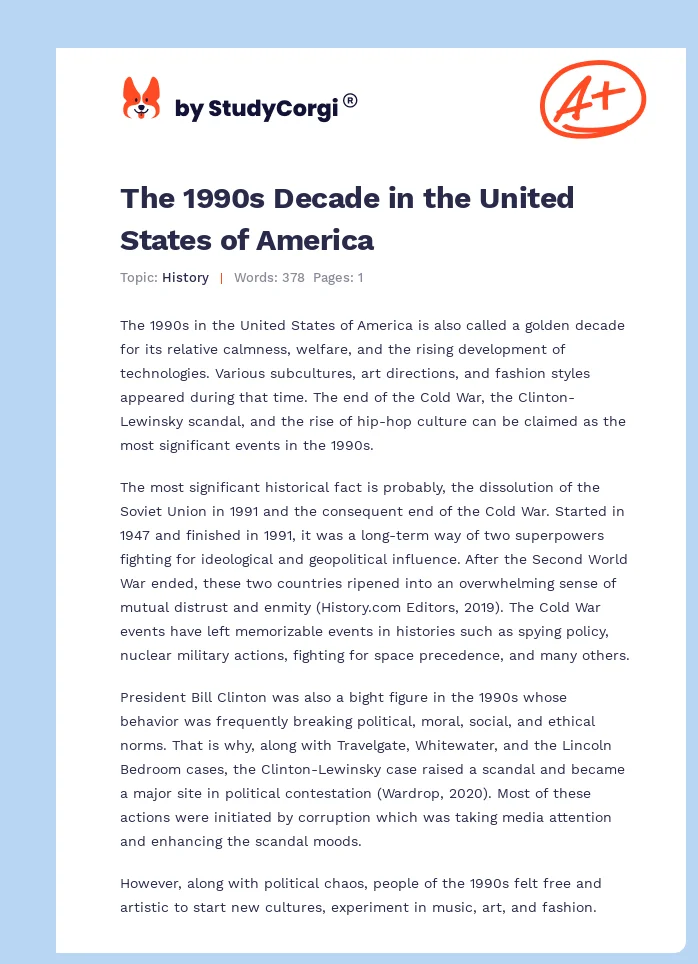 The 1990s Decade in the United States of America. Page 1