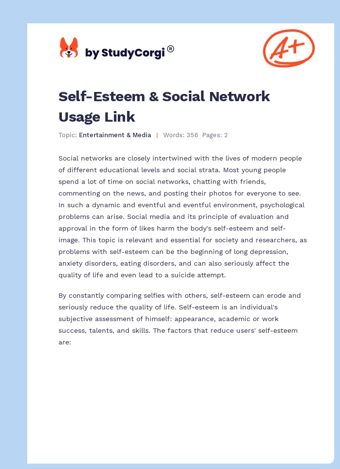 Self-Esteem & Social Network Usage Link. Page 1