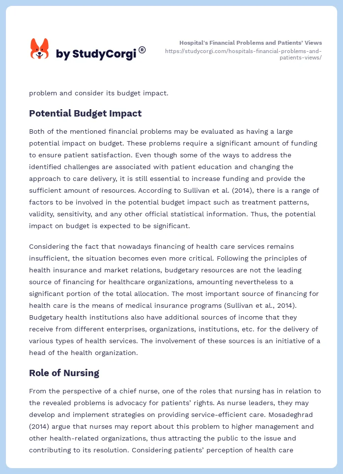 Hospital's Financial Problems and Patients’ Views. Page 2