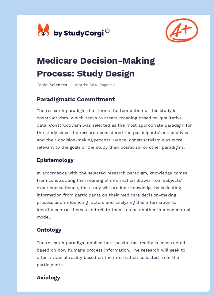 Medicare Decision-Making Process: Study Design. Page 1