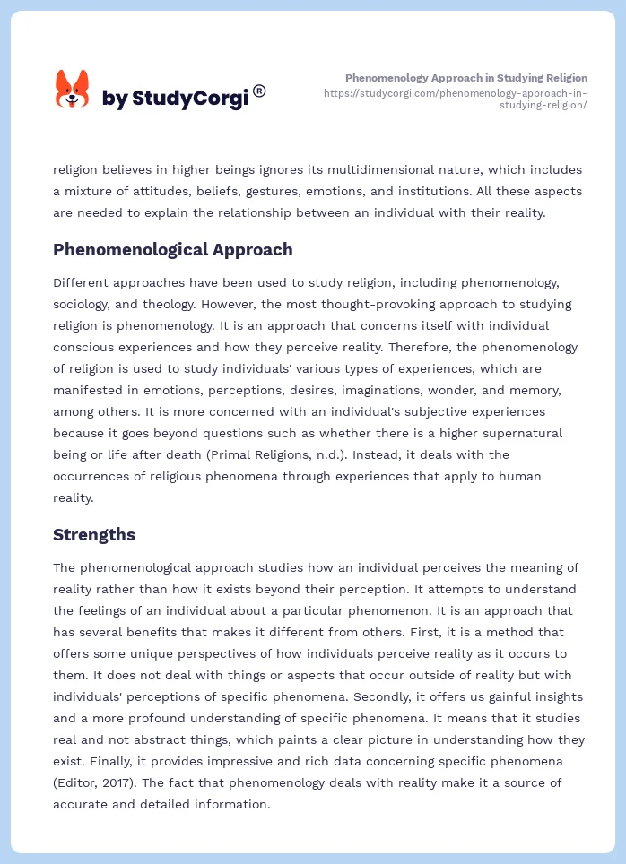 Phenomenology Approach in Studying Religion. Page 2