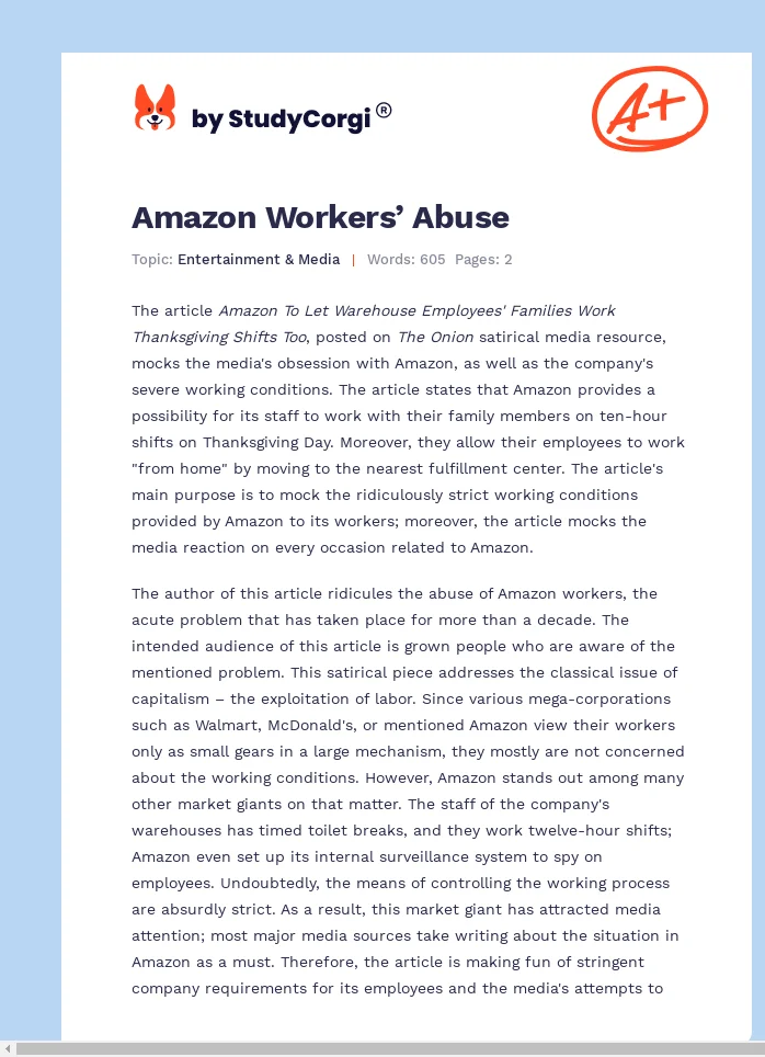 Amazon Workers’ Abuse. Page 1