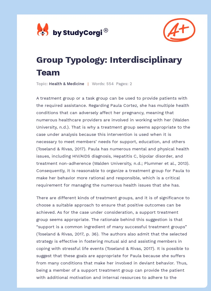 Group Typology: Interdisciplinary Team. Page 1