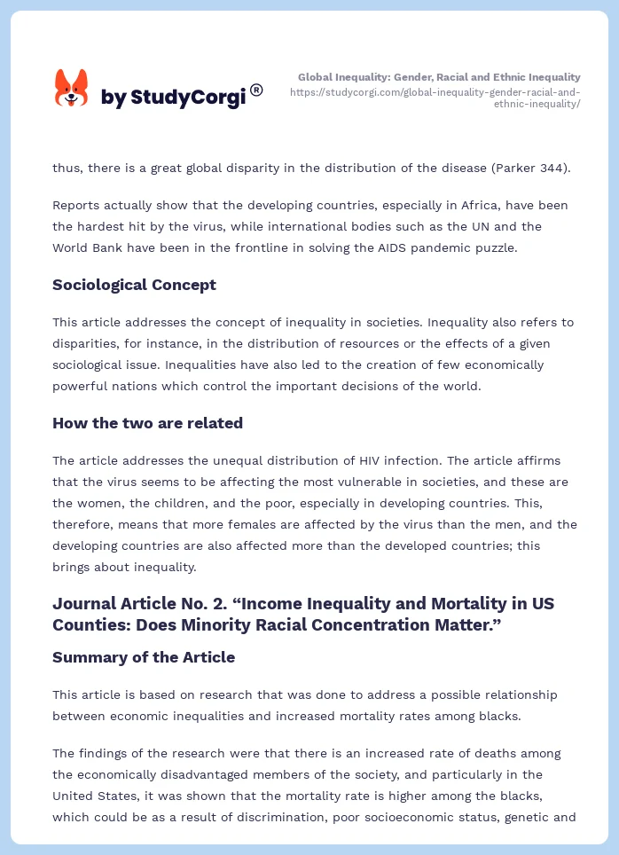 Global Inequality: Gender, Racial and Ethnic Inequality. Page 2