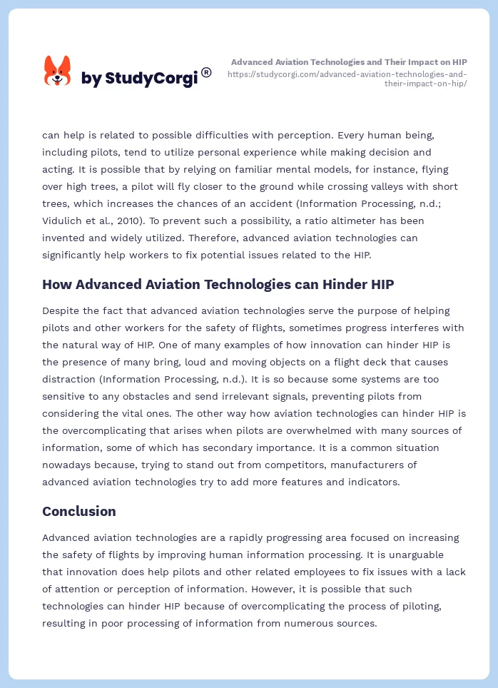Advanced Aviation Technologies and Their Impact on HIP. Page 2