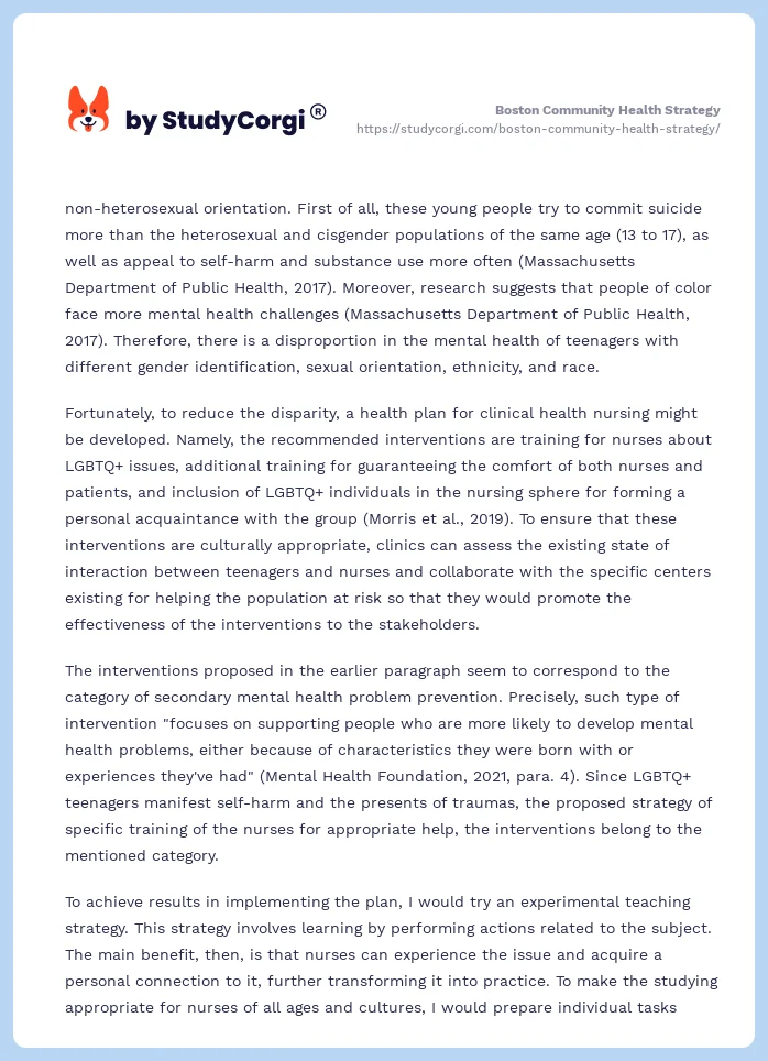 Boston Community Health Strategy. Page 2