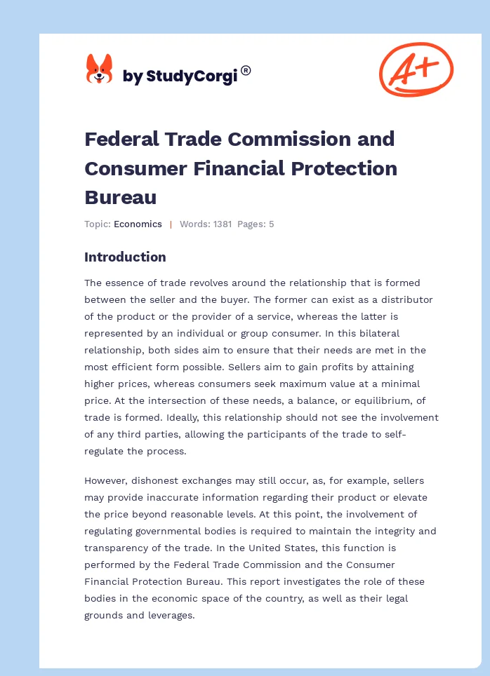 Federal Trade Commission and Consumer Financial Protection Bureau. Page 1