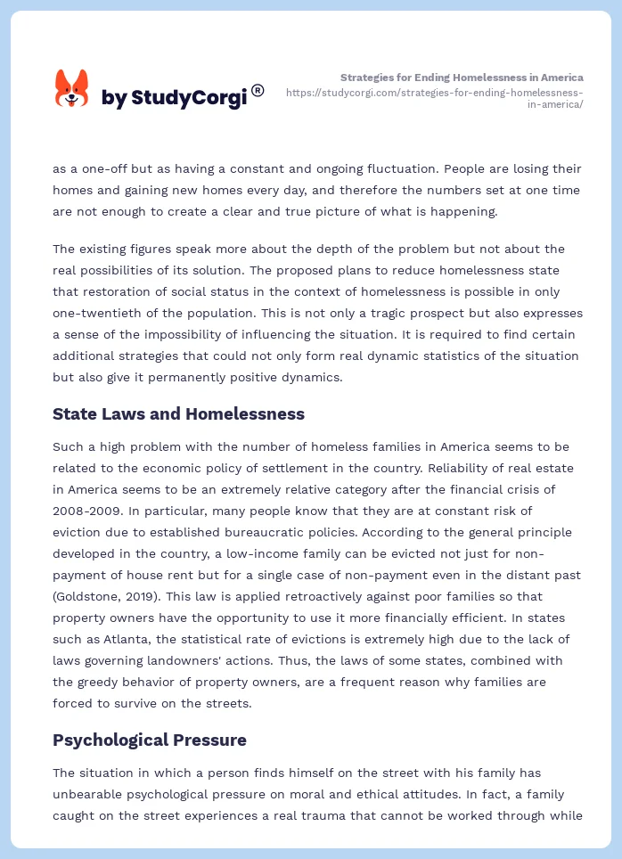 Strategies for Ending Homelessness in America. Page 2