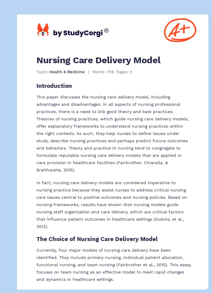 Nursing Care Delivery Model. Page 1