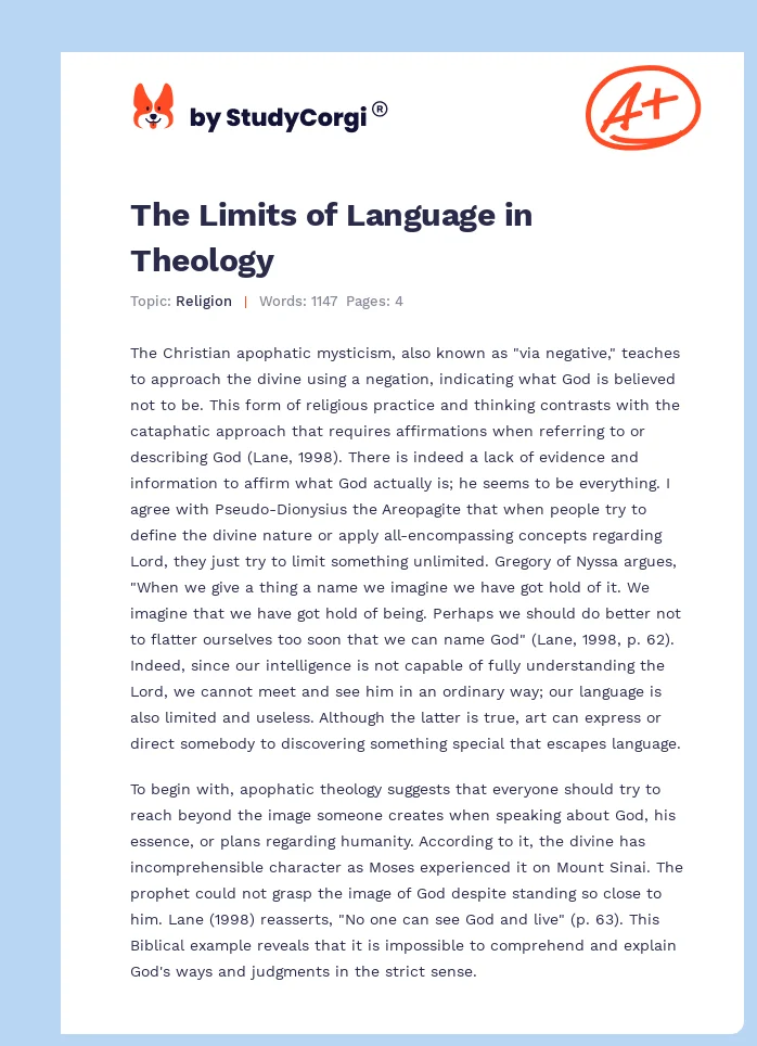 The Limits of Language in Theology. Page 1