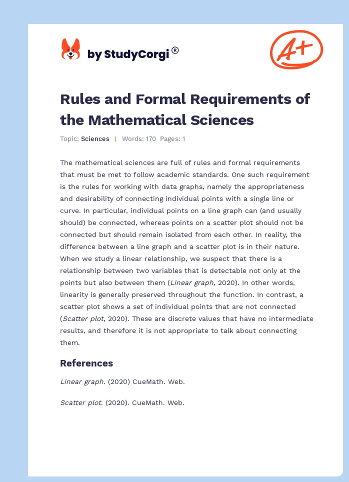 Rules and Formal Requirements of the Mathematical Sciences. Page 1
