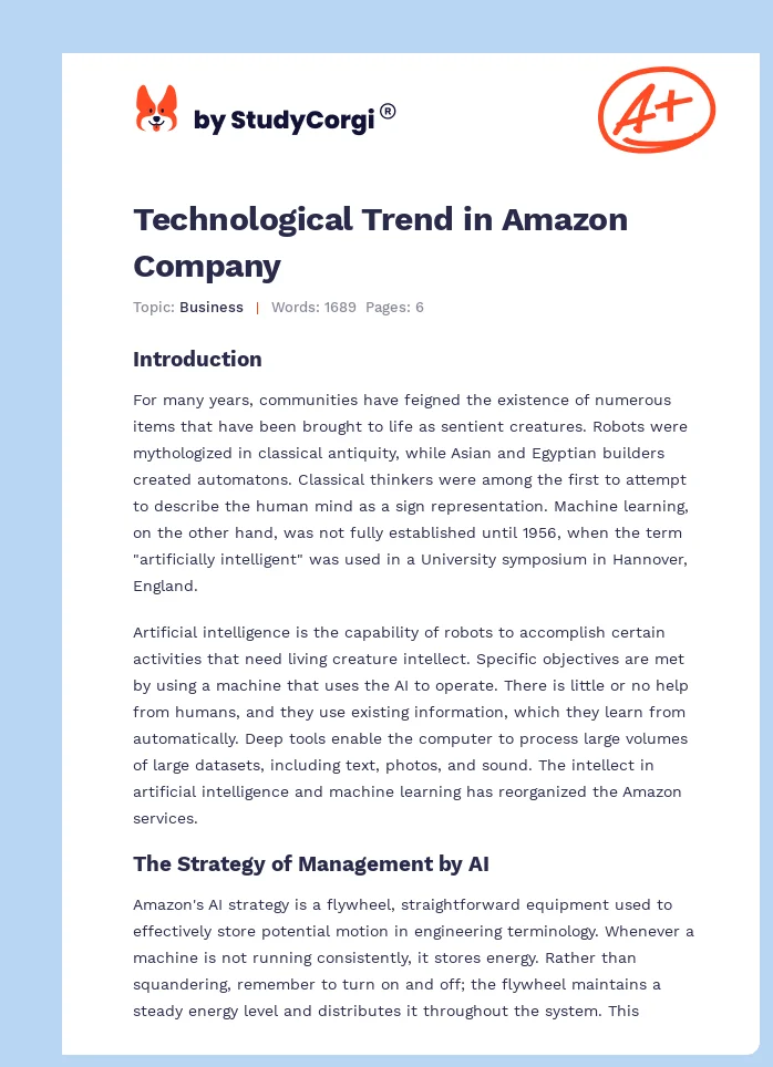 Technological Trend in Amazon Company. Page 1