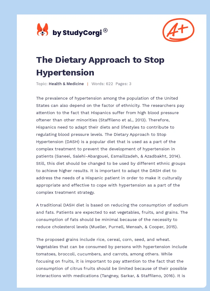 The Dietary Approach to Stop Hypertension. Page 1